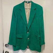 Polo Ralph Lauren Vintage 80s Green Linen Blazer Sport Coat Mark Shale 2 Button