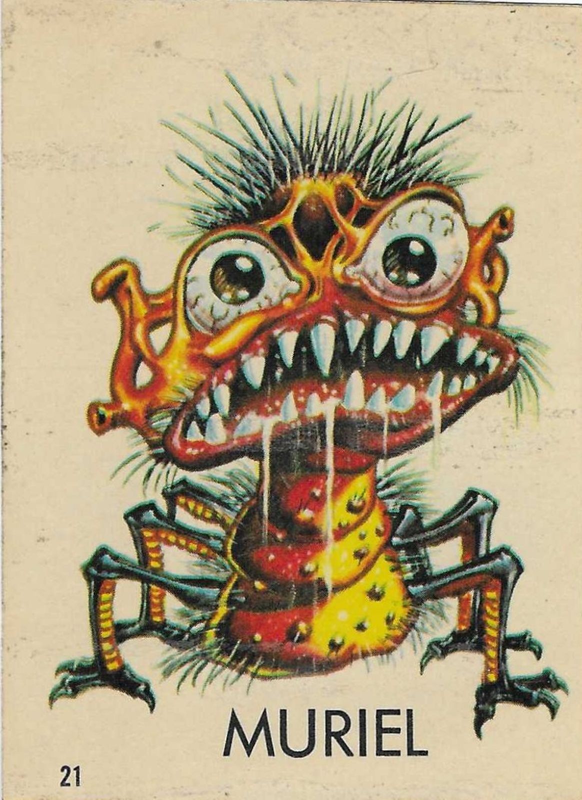 1965 TOPPS UGLY STICKERS #21, "MURIEL"!!! GREAT, RARE ITEM!!!