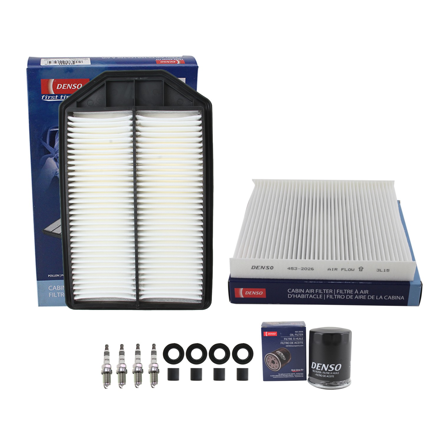 Denso Tune Up Kit NGK 4 Spark Plugs  Boots Kit for Honda CR-V EX-L LX 2.4L L4