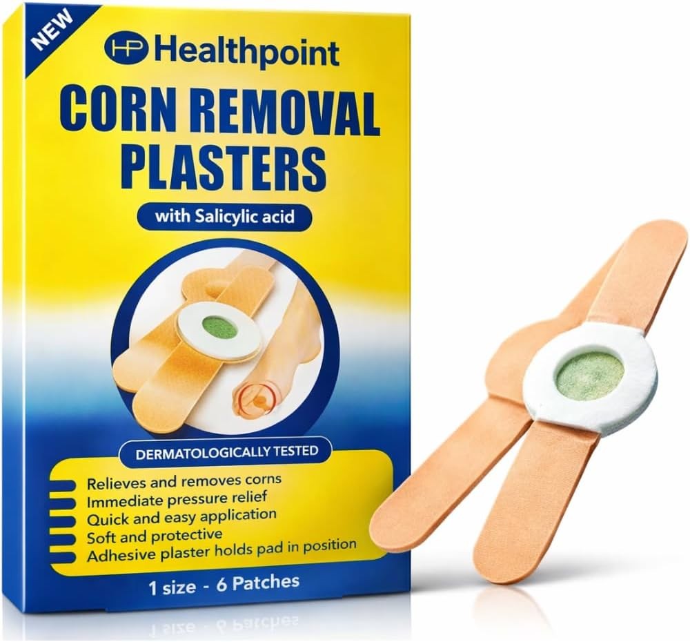 Corn Remover Plasters with Salicylic Acid – 6 Pads for Feet, Toes, Hands –