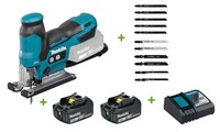 Makita DJV185Z 18V Akku-StichsäGe Mit 2X Akku 3Ah + LadegeräT + 11 SäGebläTter
