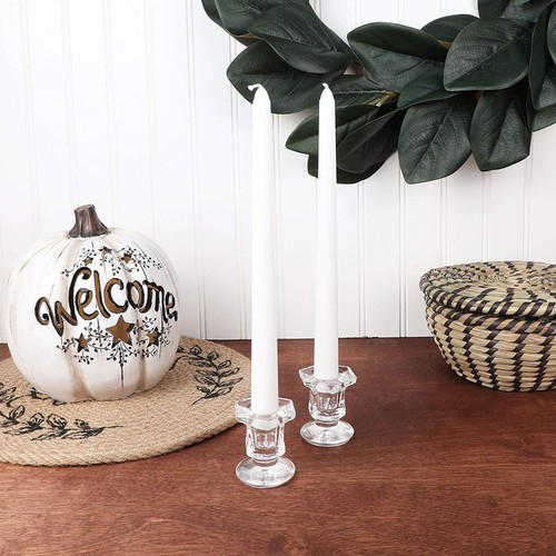 Glass Candle Holders Set, Clear Taper Candlestick Holder (12 Pack) - Picture 5 of 10