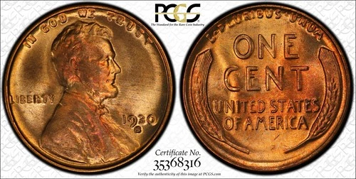 1930-S Lincoln Cent (Wheat Penny), PCGS MS-65 RD