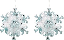 Glittery Snowflake Christmas Tree Ornaments, Set of 2, 4.6 Inches