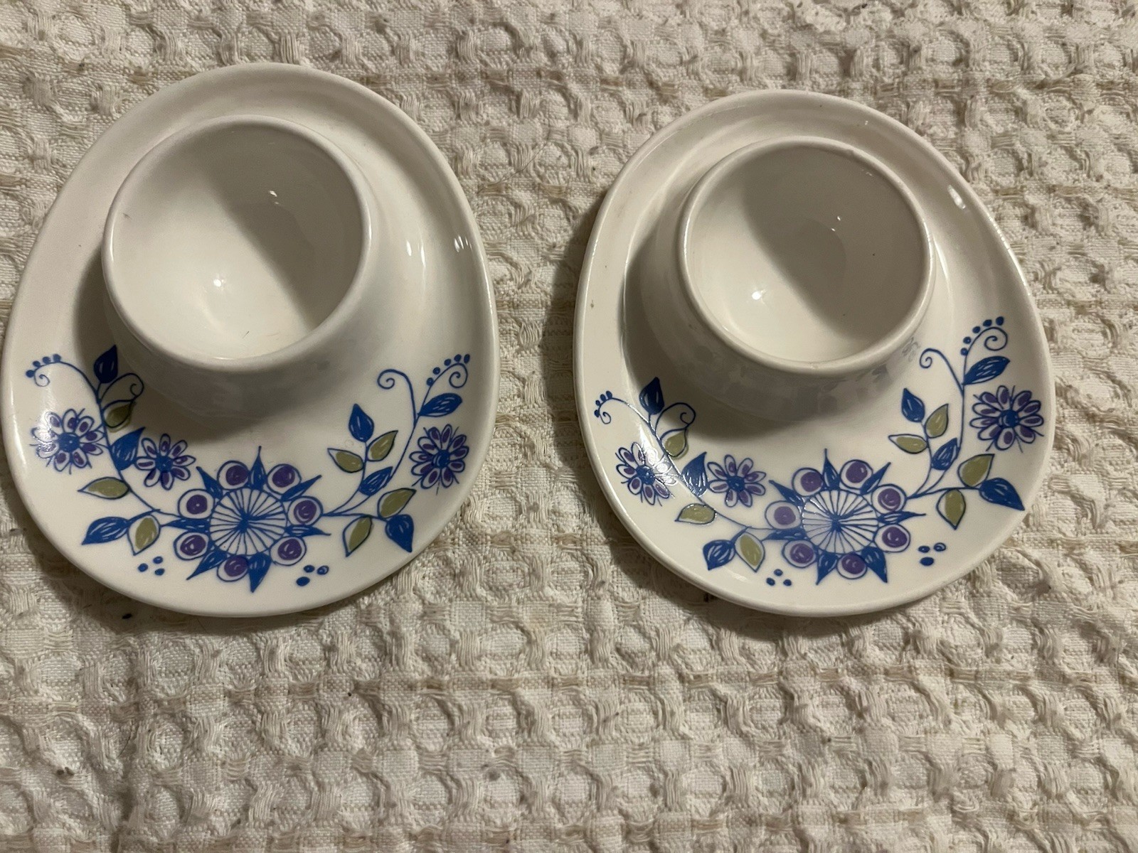 Vintage Set 2 Figgjo FLINT Ceramic Nesting Egg Cups Norway Scandinavian Design