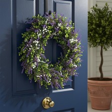 19.69inch Artificial Lavender Wreath Greenery Leaves Wreath