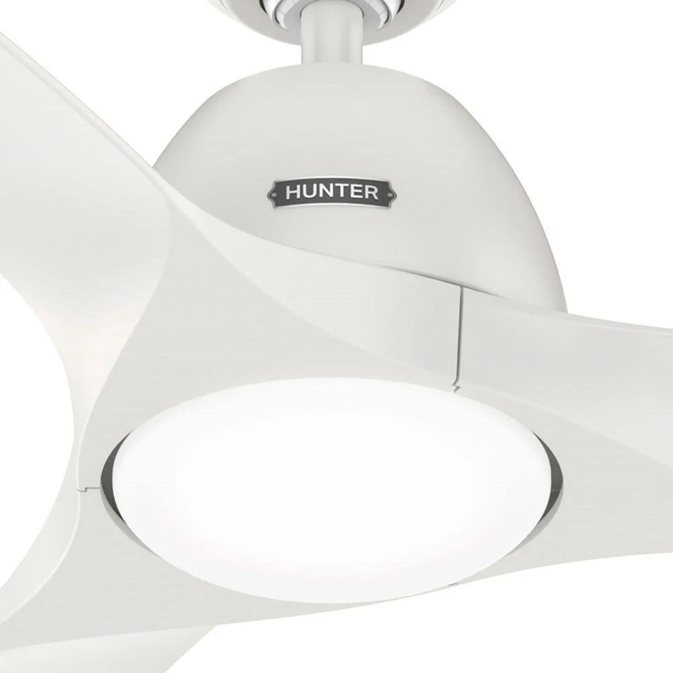 Ventilador Hunter 52 pulgadas contemporáneo blanco fresco ventilador de techo con kit de luz y control remoto Foto 4 de 4