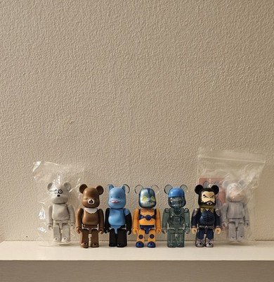 7 100% Loose BearBrick Lot Soft Vinyl - Aquaman - Andy The Mouse - Gelato & More