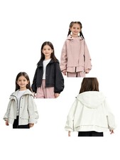 Kids Girls Coat Zip-up Outerwear Sweatshirt Jacket Resistant Outdoor Travel