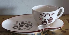 Vtg Japan Napco Coffee Time, Tea Time I'm Dieting Lunch Tray Set