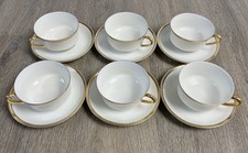 Antique Haviland France Limoges 6 Cups  6 Saucers Gold Trim Tea Set 12 Pc EUC