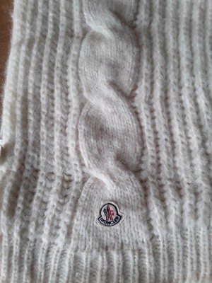 Moncler Damen Schal, Wollweiss, Strick