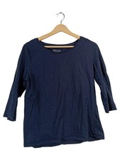 edc by Esprit T-Shirt Femme Bleu Coton Bio Basic (EU 40, INT L)
