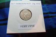 VERY FINE? 1917 THREEPENCE  (Ag .925)  George V pre 1920