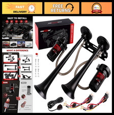 Ultra Loud Dual 2-Trumpet Air Horn Kit with 2 Compressors - 150dB for Truck, SUV