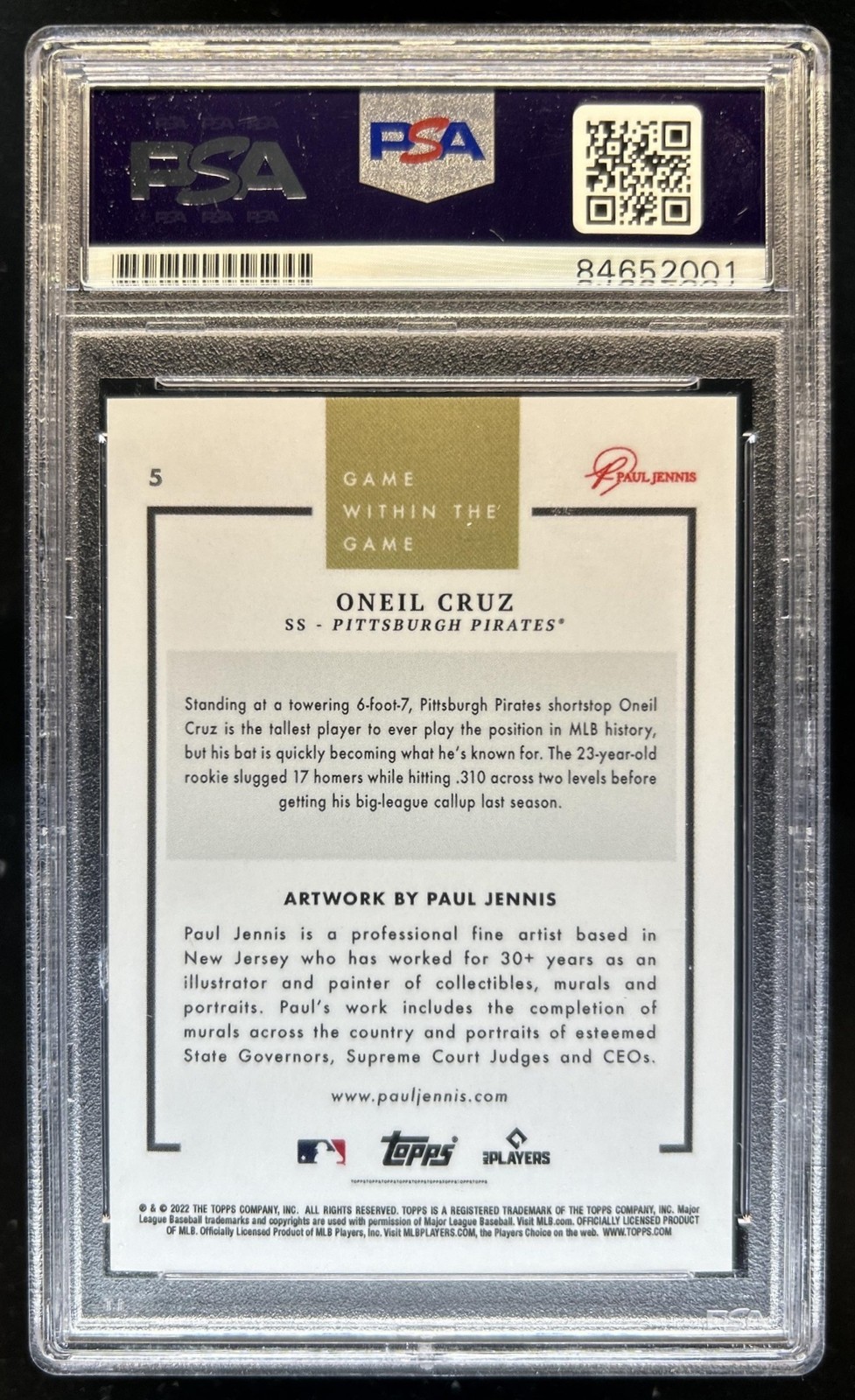 Trading Card Oneil Cruz Certified Authentic Auto Autograph PSA Auth Pirates view 2