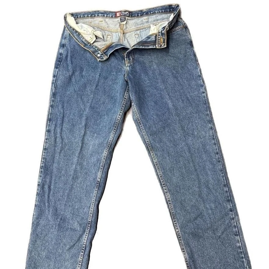 Vintage Chaps Ralph Lauren Men's Wash Blue Denim Jeans Straight Leg 38x32 - Image 2 of 4