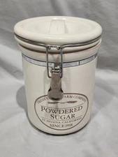 Chefs Fresh Valley Farm Powdered Sugar Canister Stoneware Locking Lid St Helena