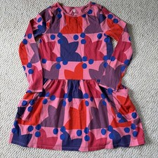 Tea Collection Girls 12 Red Modern Floral Pockets EUC