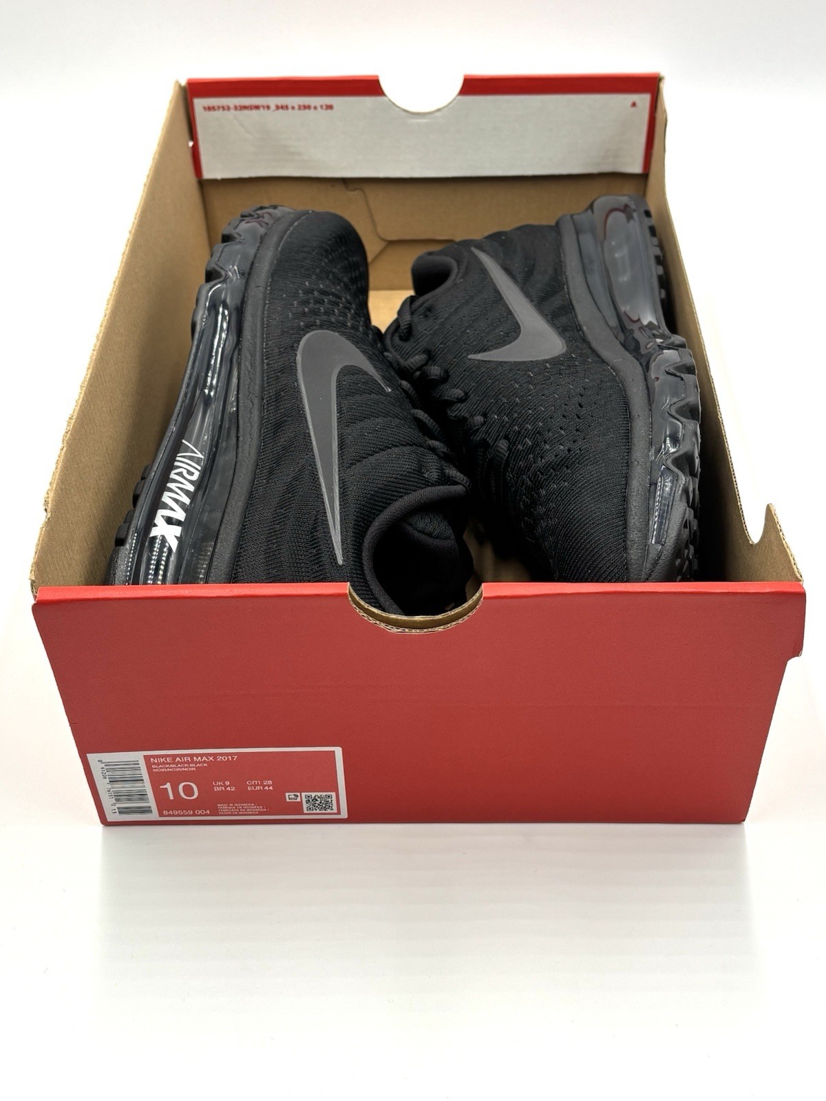 Nike Air Max 2017 Shoes Triple Black 849559-004 Men's Size 11