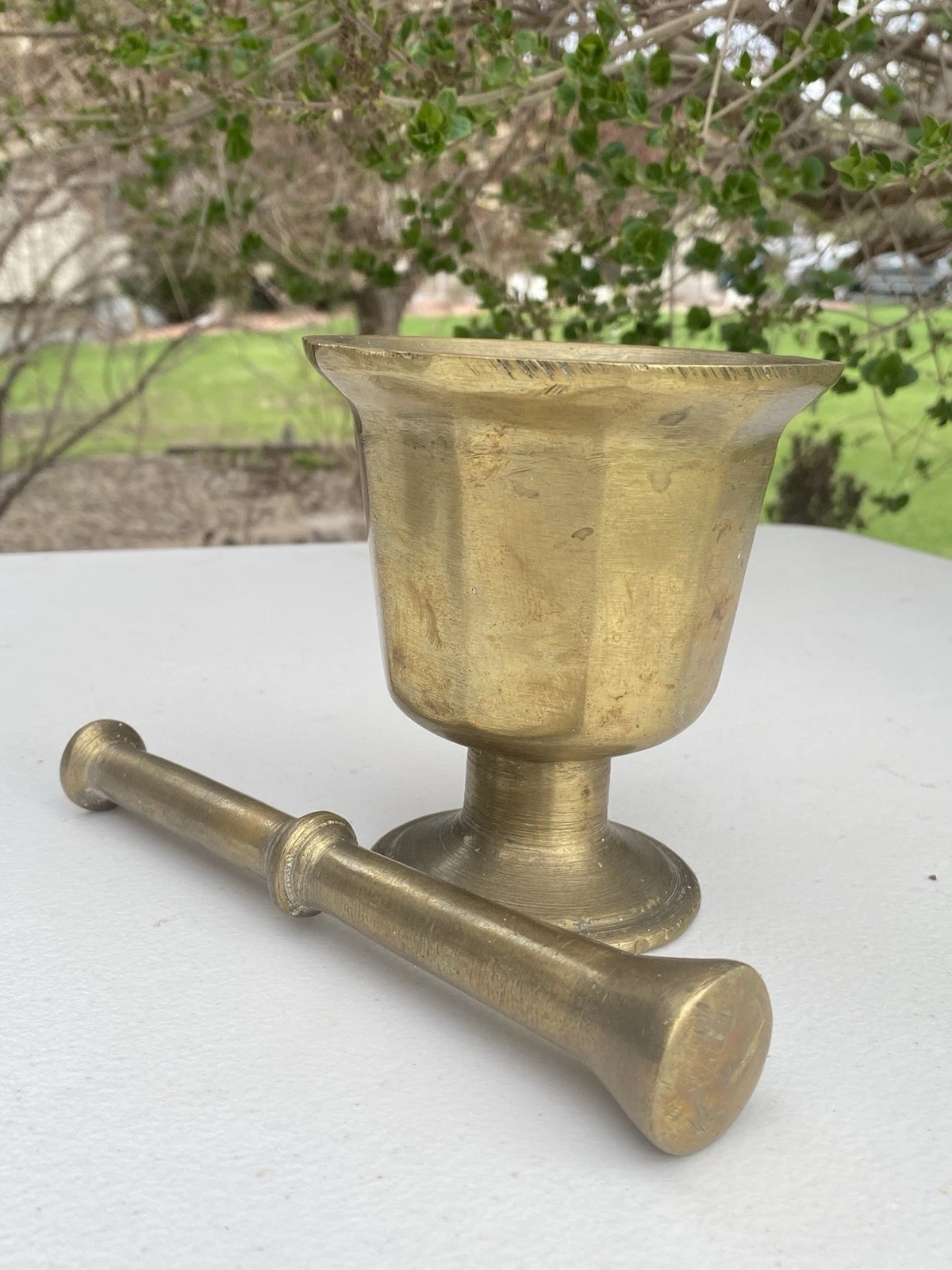 Vintage Pharmacy / Apothecary Mortar And Pestle With Flared Design Heavy Brass
Opens in a new window