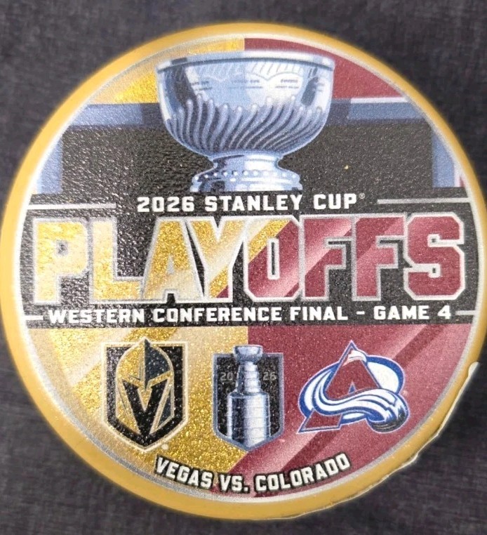 2026 Vegas Golden Knights Vgk Colorado Avalanche Wcf Game 4 Gold Match Up Puck