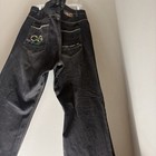 COOGI Men's Black Dark Wash Denim Jeans Embroidered Logo Straight Leg Zip — photo 2