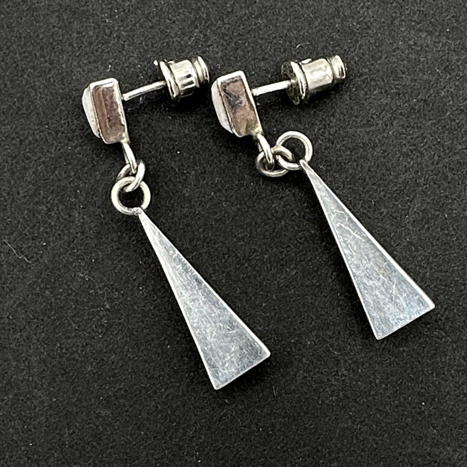 TRIANGULAR drop earrings - sterling silver inlay … - image 5