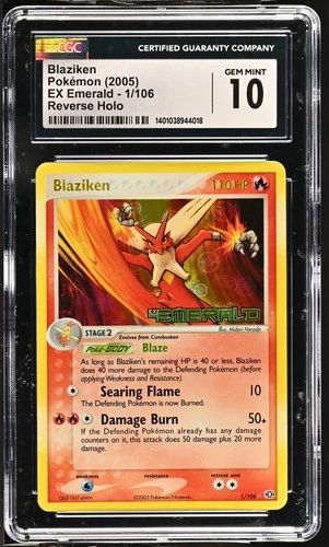 Blaziken Ex Emerald Reverse Holo #1 CGC 10 2005 Pokemon POP 9 (cross To Psa?)