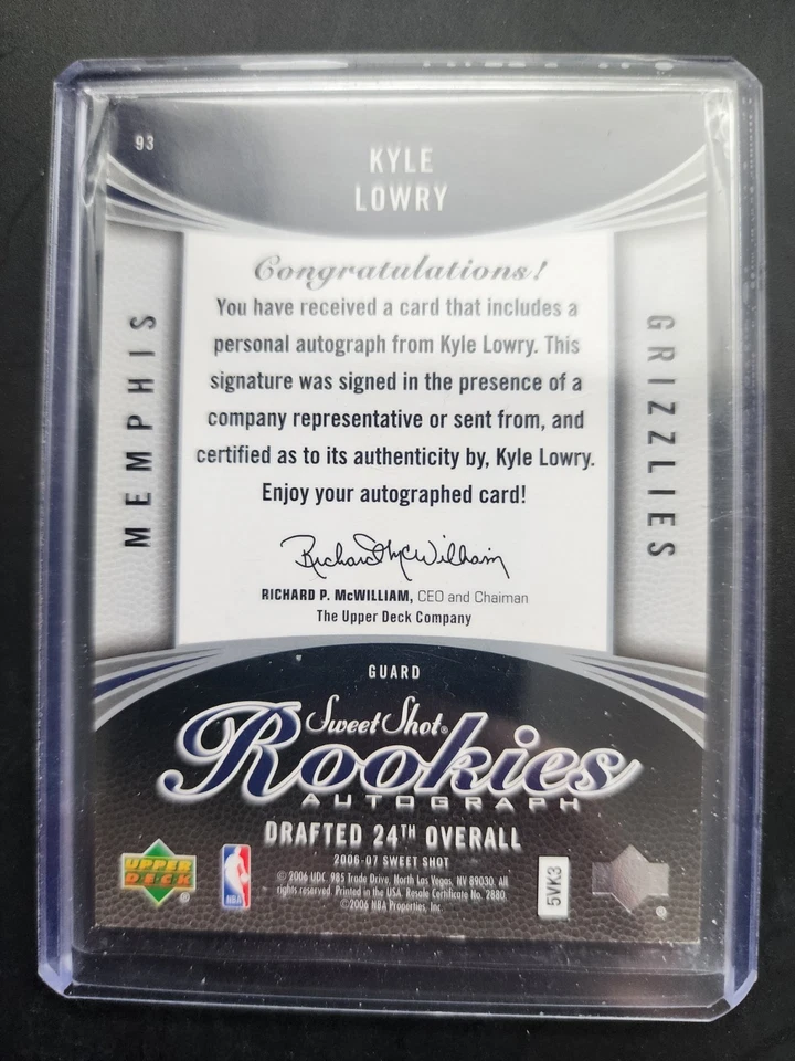 Kyle Lowry RC 2006-07 UD Sweet Shot Ball Skin Auténtico Automático #/799 Grizzlies RC Foto 2 de 2