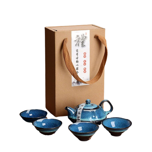 Travel Starry Sky Tea Set Jingdezhen Temmoku Glaze Teapot Kung Fu Ceramics Mugs - Picture 9 of 14