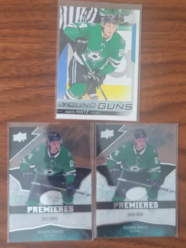 Roope Hintz Lot Of 3 RCs (2 Ice Premieres /999 And A Young Guns YG