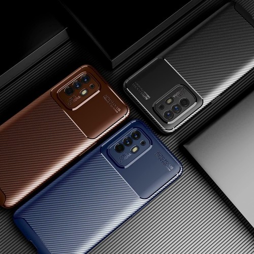 For Oppo A94 5G Case, Carbon Fibre Silicone Phone Cover + Screen Tempered Glass - Zdjęcie 12 z 14