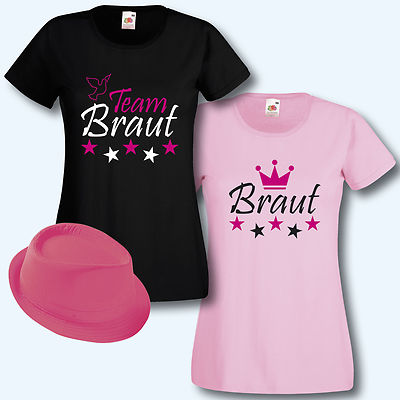 T-Shirt Junggesellinnenabschied Damen Team Braut mit Hut T-Shirt JGA T-Shirt