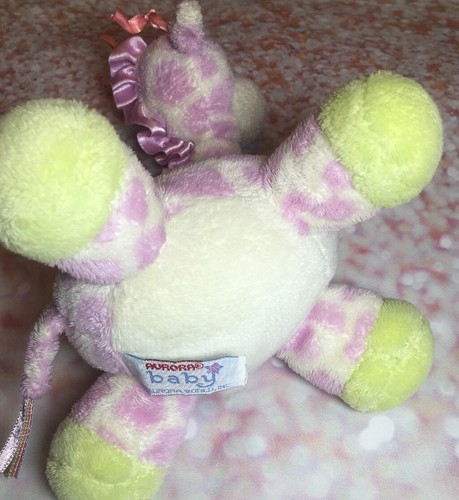 Aurora Baby Purple Giraffe Plush Cream Green Stuffed Animal Lilac Pink 8” - Picture 4 of 4