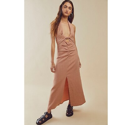 Free People Free Est Nya Maxi Dress Ballet Cutout Halter Open Back S New 263687