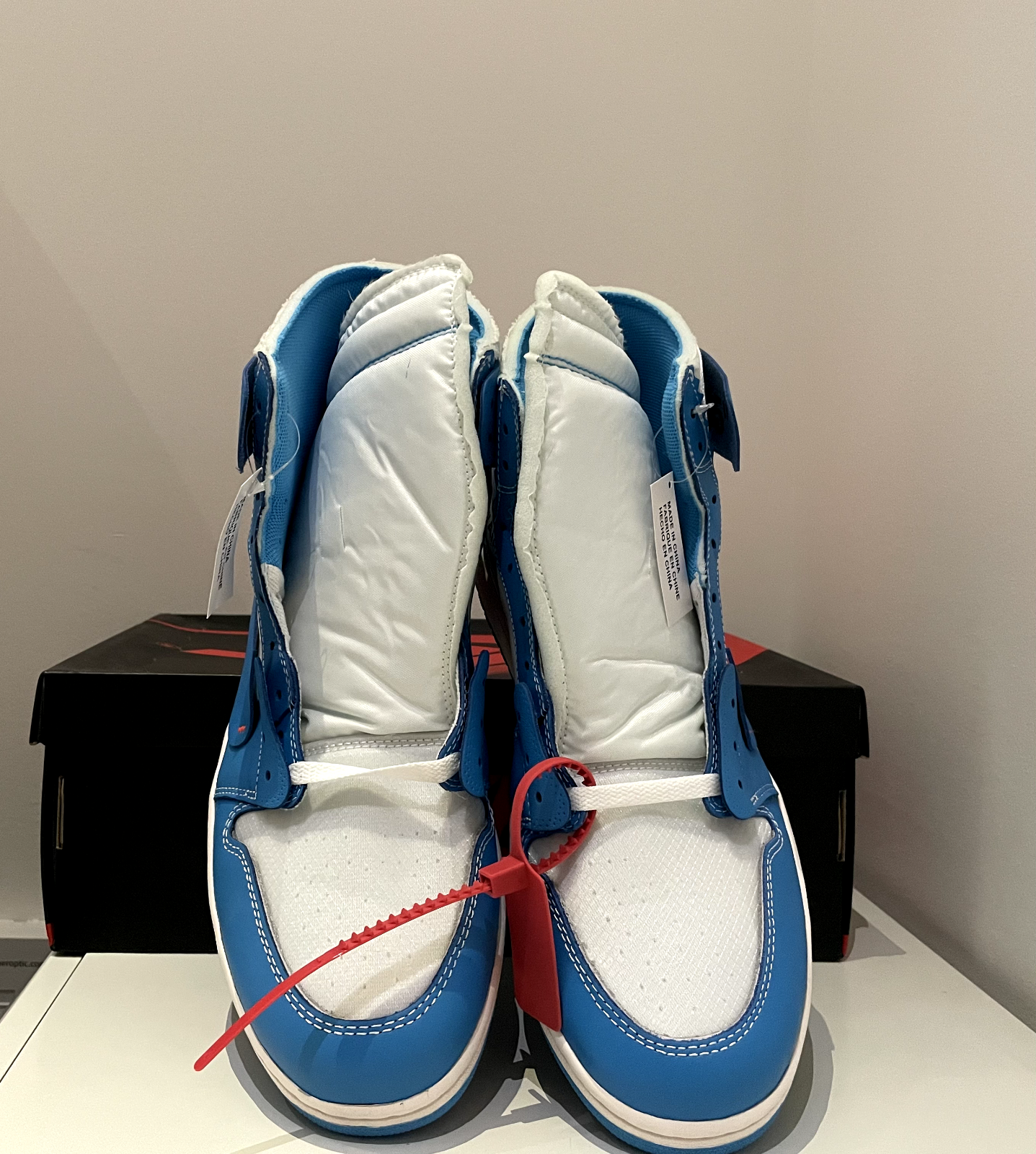 OFF WHITE X NIKE Nike Air Jordan 1 x Off White "UNC" taglia US 15 AQ0818 148 scatola originale 100% autentiche