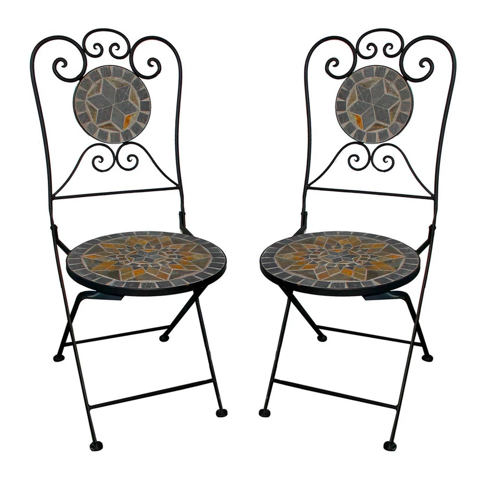 Mosaik Gartenset Gartenstühle Mosaiktisch wählbar Rustikal Rund Eisen - Bild 3 von 4