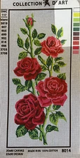 needlepoint Tapestry Gobelin Canvas Only 30x60 Cm Red Roses Rto