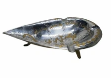 Vintage Stunning Indian Brass  Etched  Multi Pattern Teardrop Bowl