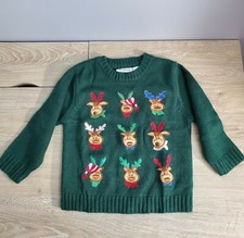 B.T. Kids Green Christmas Reindeer Sweater Size 2T