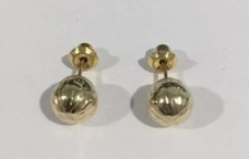 14k Yellow Gold Baby Girl Ball Studs 7mm With Push Backs