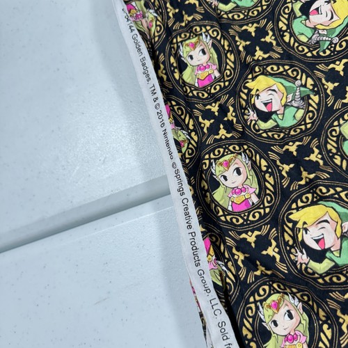 springs fabric black nintendo golden badges 38x100 2.7 yards 2016 - Picture 7 of 17