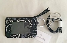 Vera Bradley  "Paisley Noir"  Zip ID Case  Lanyard  NWT
