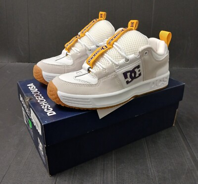New DC x LAKERS Lynx OG white yellow purple leather skateboard shoes mens 9 usa