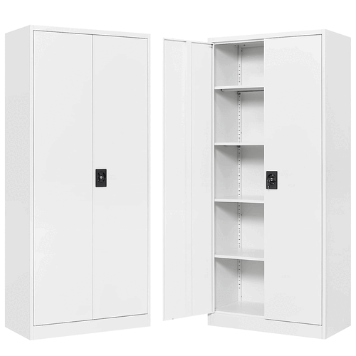 Metal Cabinet 4 Adjustable Shelves 71H Locking Garage Storage Cabinet with Doors - Picture 2 of 8