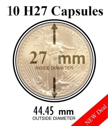 10 Genuine H27 Round AirTite Coin Capsule Fit 1/2 Oz Gold Eagle 27mm Archival