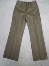 Harve Benard Womens 6 Beige 100% Wool Gun Club Dress Pants Bootcut Houndstooth