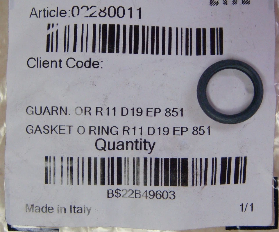 New Genuine Simonelli Gasket O-Ring R11 D19 EP-851 02280011