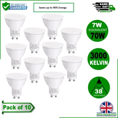10X LED GU10 Glühbirnen 7W warmweiß 3000K Strahler energiesparend LED Blubs